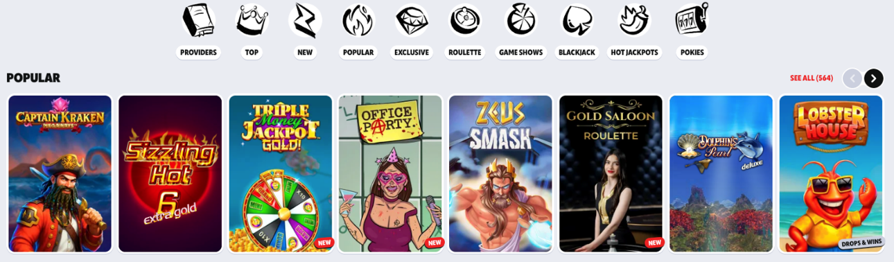 Supabet games lobby as seen on a mobile device with top and new games